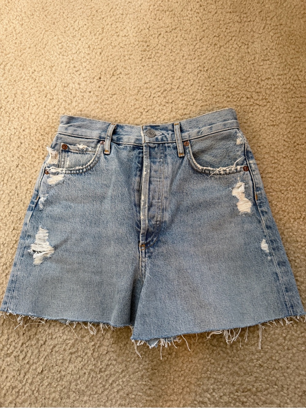 AGOLDE Women's Stella, High Rise, Distressed Raw Hem, Button Fly- Size 24